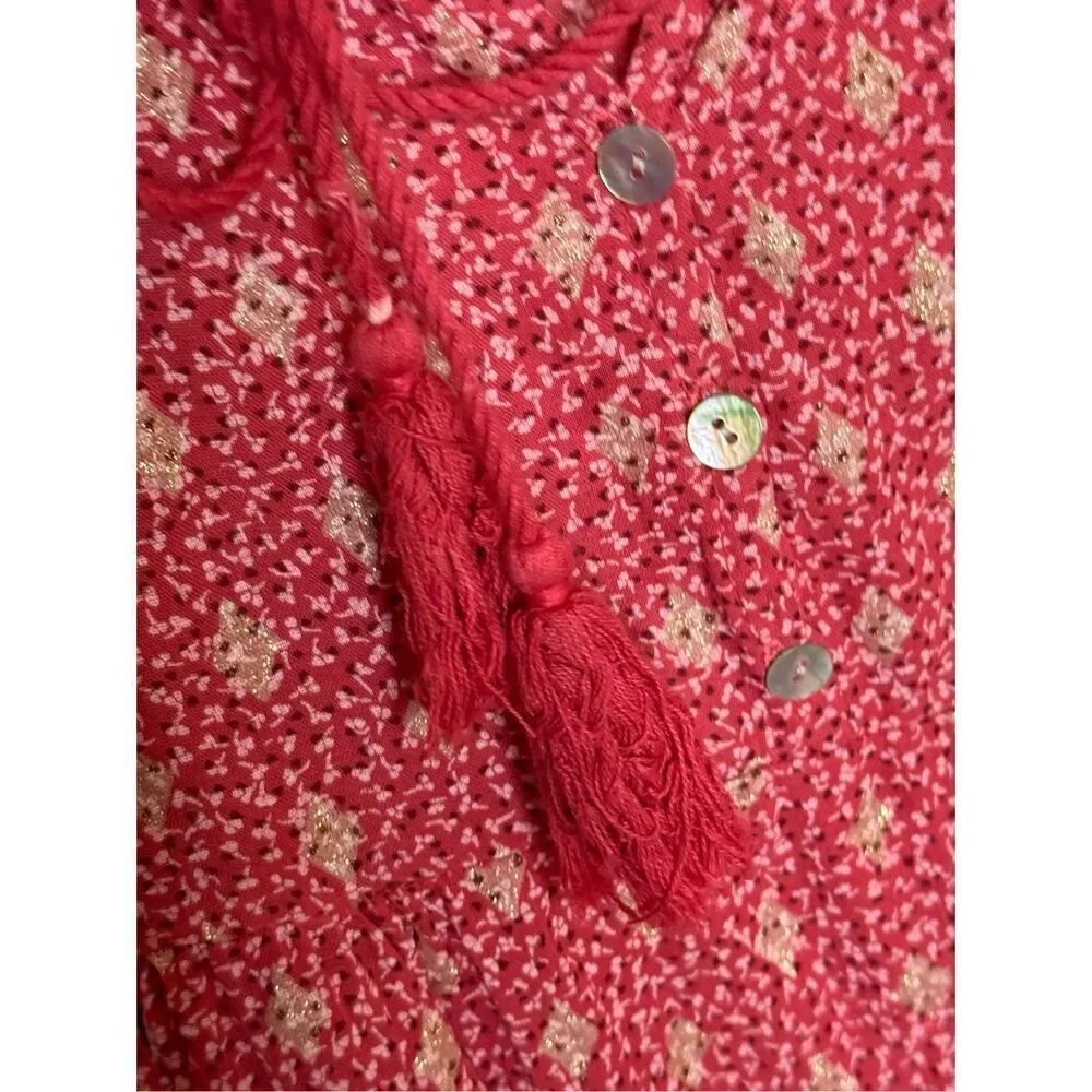 Sundance Scandal Italy Scarlet Pink Cotton Dress Large - Picture 5 of 8